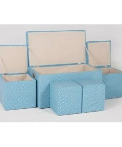 Modern Rugs And Decor 5 Piece Cloth Tufted Storage Ottoman