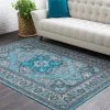 Haute Hali Blue Traditional Traditional Medallion Blue Gray Area Rug