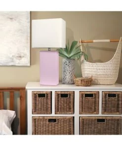 Modern Rugs And Decor Home Décor Leather Base 21 Inch Table Lamp - Multiple Colors