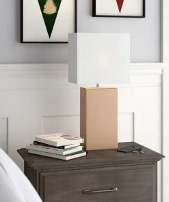 Modern Rugs And Decor Home Décor Leather Base 21 Inch Table Lamp - Multiple Colors