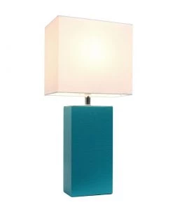 Modern Rugs And Decor Home Décor Leather Base 21 Inch Table Lamp - Multiple Colors