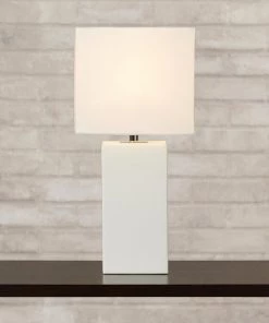 Modern Rugs And Decor Home Décor Leather Base 21 Inch Table Lamp - Multiple Colors