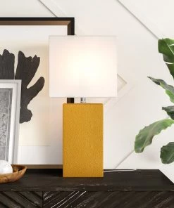 Modern Rugs And Decor Home Décor Leather Base 21 Inch Table Lamp - Multiple Colors