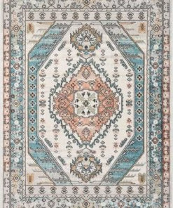 WW Jane Vintage Bohemian Aztec Tribal Blue Soft Area Rug