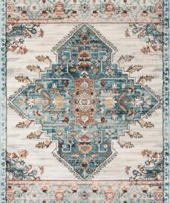 WW All Area Rugs And Runners Manor Vintage Bohemian Medallion Oriental Blue Rug