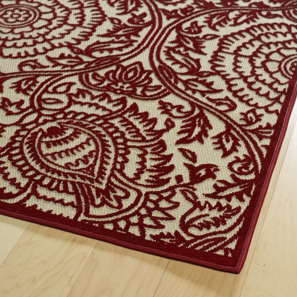 Bombay All Area Rugs And Runners Paisley Floral Indoor/ Outdoor Area Rug - Blue, Green, Red 6 Bombay All Area Rugs And Runners Paisley Floral Indoor/ Outdoor Area Rug - Blue, Green, Red