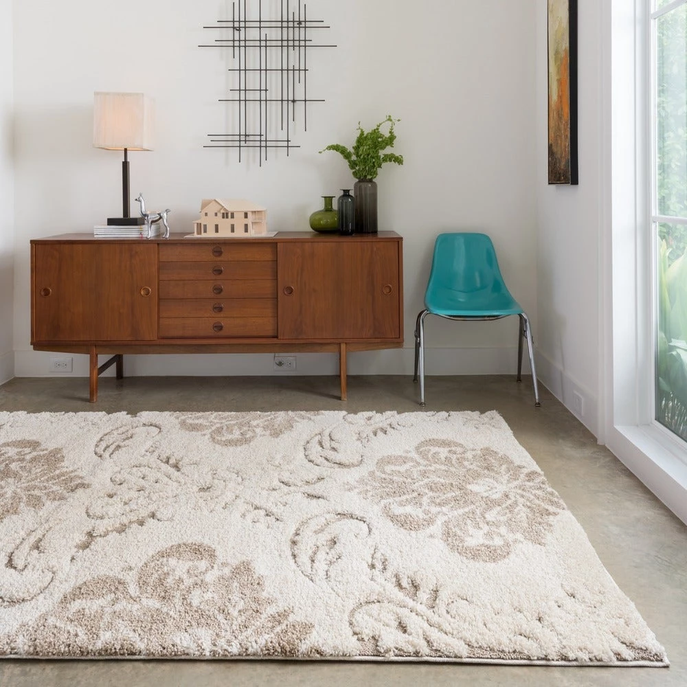 Alexander Home Julian Transitional Damask Shag Soft Area Rug 1 Alexander Home Julian Transitional Damask Shag Soft Area Rug