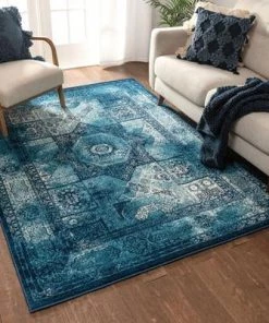 Well Woven All Area Rugs And Runners Blue Traditional Vintage Soft Area Rug
