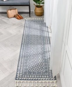 Well Woven Tribal Trellis Pattern Blue Kim-Style Soft Area Rug