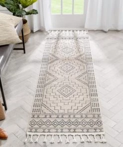 Well Woven All Area Rugs And Runners Tribal Geometric Pattern Ivory Kim-Style Soft Area Rug