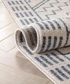 Well Woven All Area Rugs And Runners Tribal Geometric Pattern Light Blue Ivory Kim-Style Soft Area Rug