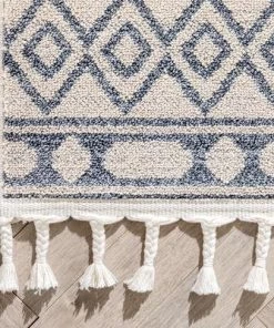 Well Woven All Area Rugs And Runners Tribal Geometric Pattern Light Blue Ivory Kim-Style Soft Area Rug