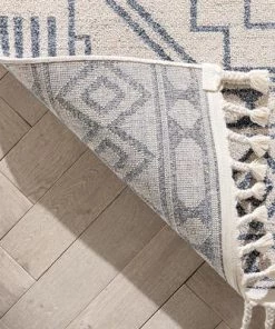 Well Woven All Area Rugs And Runners Tribal Geometric Pattern Light Blue Ivory Kim-Style Soft Area Rug