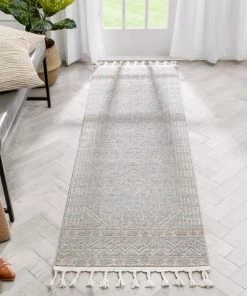 Well Woven All Area Rugs And Runners Tribal Geometric Pattern Grey Kim-Style Soft Area Rug