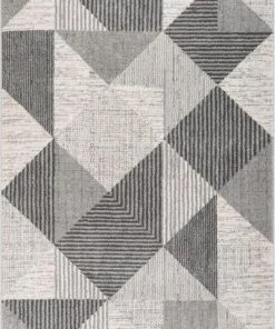 WW All Area Rugs And Runners Lujo Mid-Century Modern Geometric Grey Rug