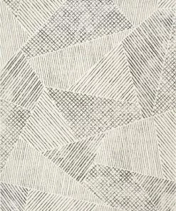 WW Este Mid-Century Modern Geometric Distressed Grey Kilim-Style Rug