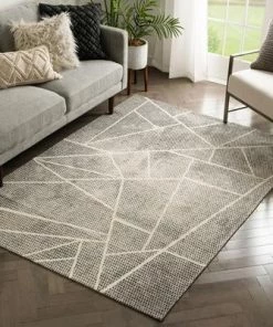 Modern Rugs And Decor All Area Rugs And Runners Modern Geometric Distressed Grey Kilim-Style Soft Area Rug