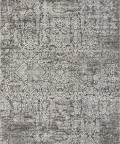 Well Woven All Area Rugs And Runners Vintage Distressed Damask Pattern Black Kilim-Style Soft Area Rug