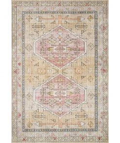Modern Rugs And Decor Leanne Aztec Distressed Printed Area Rug - Gold/Blush All Area Rugs And Runners