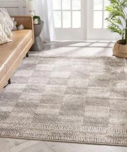 Well Woven All Area Rugs And Runners Tribal Geometric Beige Distressed High-Low Soft Area Rug