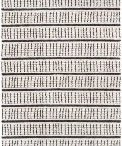 Viho Tribal Tribal Geometric Stripes Ivory High-Low Textured Pile Rug