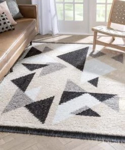 Well Woven Tribal Abstract Pattern Grey High-Low Textured Pile Soft Area Rug