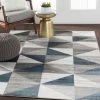 Metz Blue & Gray Mid-Century Geometr Geometric Blue Gray Area Rug