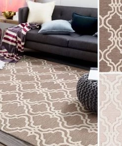Silver Orchid Dione Micro-Looped Moroccan Trellis Cotton Soft Area Rug All Area Rugs And Runners