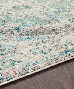Mirvet Teal & Navy Vintage Medallion Teal Pale Fuchsia Multi-color Area Rug