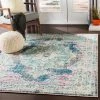 Mirvet Teal & Navy Vintage Medallion Teal Pale Fuchsia Multi-color Area Rug