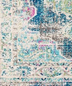 Mirvet Teal & Navy Vintage Medallion Teal Pale Fuchsia Multi-color Area Rug