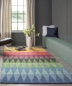 Momeni All Area Rugs And Runners Delhi Hand Tufted Wool Contemporary Geometric Soft Area Rug - Multi Red