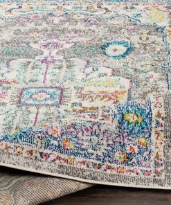 Mourad Charcoal Vintage Distressed Medallion Charcoal Multi-Color Vintage Distressed Area Rug