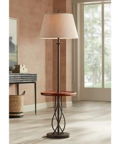 Lamp Plus Lamps Iron Twist Base Wood Tray Table Floor Lamp