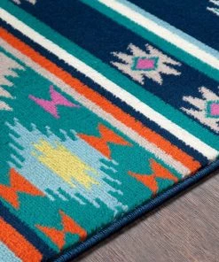 Nurzhan Southwestern Southwestern Navy Blue Teal Area Rug 9 Nurzhan Southwestern Southwestern Navy Blue Teal Area Rug