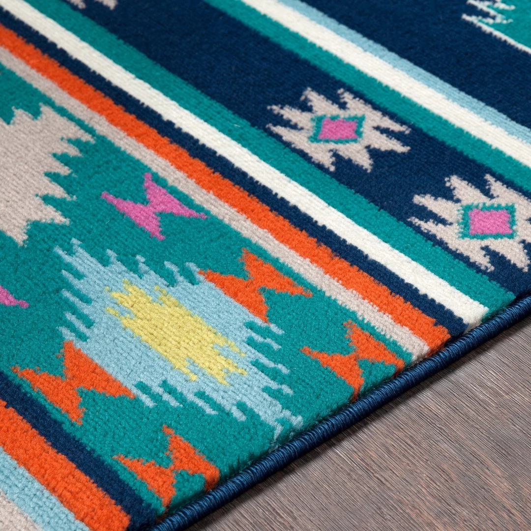 Nurzhan Southwestern Southwestern Navy Blue Teal Area Rug 4 Nurzhan Southwestern Southwestern Navy Blue Teal Area Rug