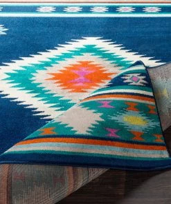 Nurzhan Southwestern Southwestern Navy Blue Teal Area Rug 8 Nurzhan Southwestern Southwestern Navy Blue Teal Area Rug