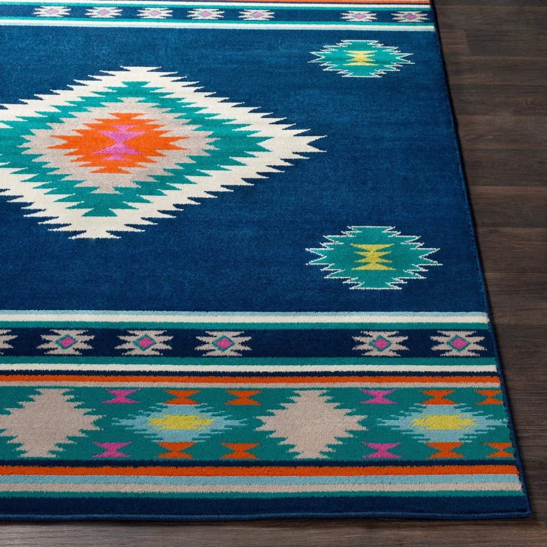 Nurzhan Southwestern Southwestern Navy Blue Teal Area Rug 2 Nurzhan Southwestern Southwestern Navy Blue Teal Area Rug
