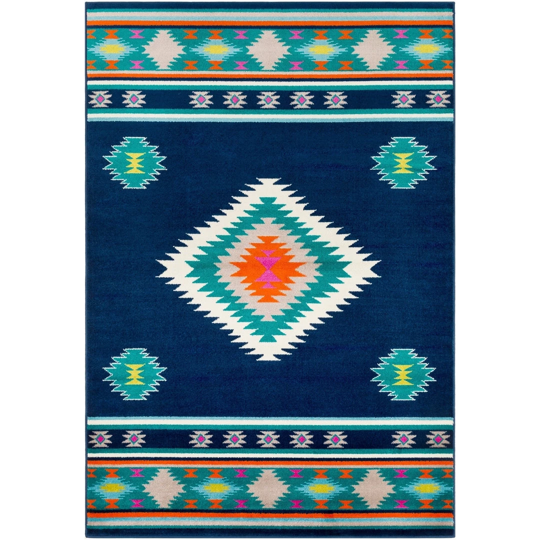 Nurzhan Southwestern Southwestern Navy Blue Teal Area Rug 5 Nurzhan Southwestern Southwestern Navy Blue Teal Area Rug