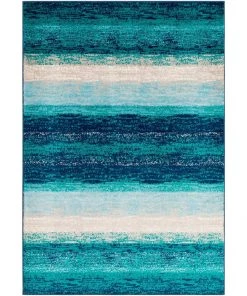 Nurzhan Teal Contemporary All Area Rugs And Runners Contemporary Striped Teal Aqua Blue Cream Area Rug