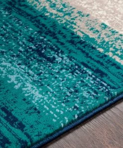 Nurzhan Teal Contemporary All Area Rugs And Runners Contemporary Striped Teal Aqua Blue Cream Area Rug