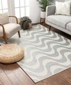 Well Woven Modern Abstract Blue Flatweave Soft Area Rug