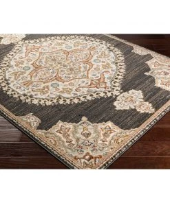 OPVM Vintage Medallion Black Tan Brown Area Rug