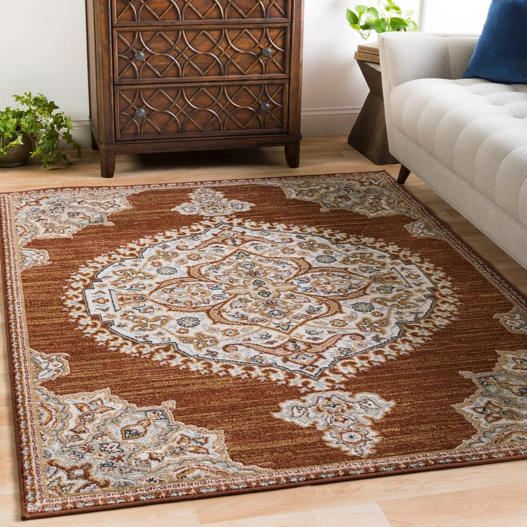 OPVM Vintage Medallion Burnt Orange Beige Ivory Area Rugs 1 OPVM Vintage Medallion Burnt Orange Beige Ivory Area Rugs