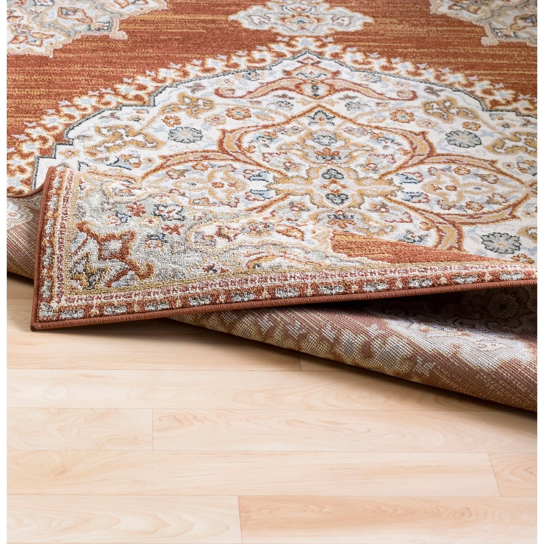 OPVM Vintage Medallion Burnt Orange Beige Ivory Area Rugs 3 OPVM Vintage Medallion Burnt Orange Beige Ivory Area Rugs