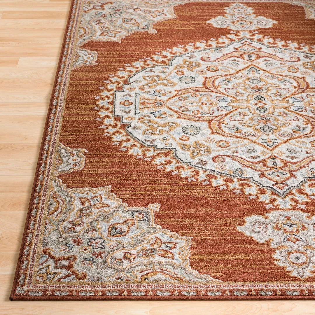 OPVM Vintage Medallion Burnt Orange Beige Ivory Area Rugs 2 OPVM Vintage Medallion Burnt Orange Beige Ivory Area Rugs