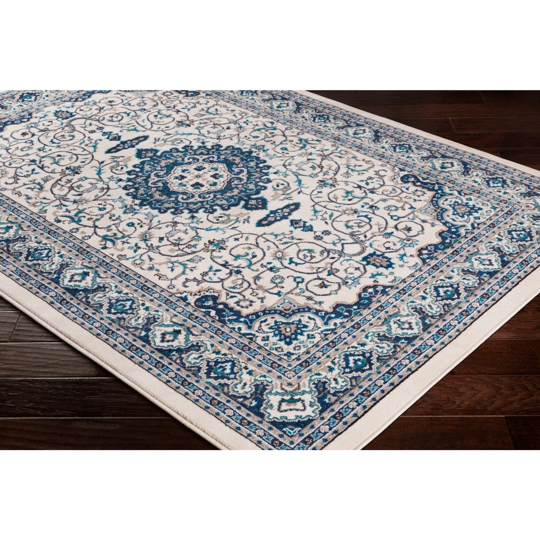 Phaenna Traditional Medallion Ivory Navy Blue Area Rug 6 Phaenna Traditional Medallion Ivory Navy Blue Area Rug