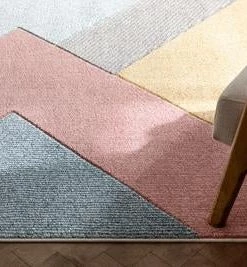 Well Woven Modern Geometric Triangle Pattern Multi Distressed High-Low Area Rug
