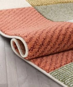 WW Addy Mid-Century Modern Geometric Squares Multi Distressed High-Low Rug All Area Rugs And Runners