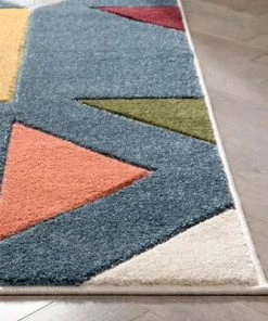 Modern Rugs And Decor All Area Rugs And Runners Modern Geometric Pattern Multi Distressed High-Low Soft Area Rug